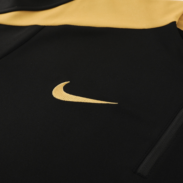 Conjunto Nike Cold Set negro y amarillo con cremallera de un cuarto y pantalones