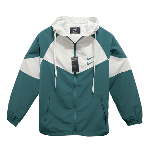 Nike Green and White Windbreaker Jacket
