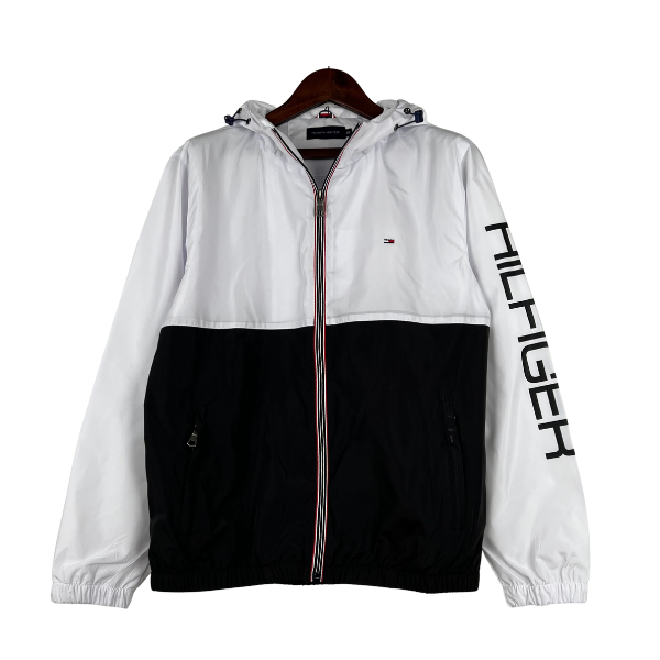 Chaqueta cortavientos blanca y negra de Tommy Hilfiger