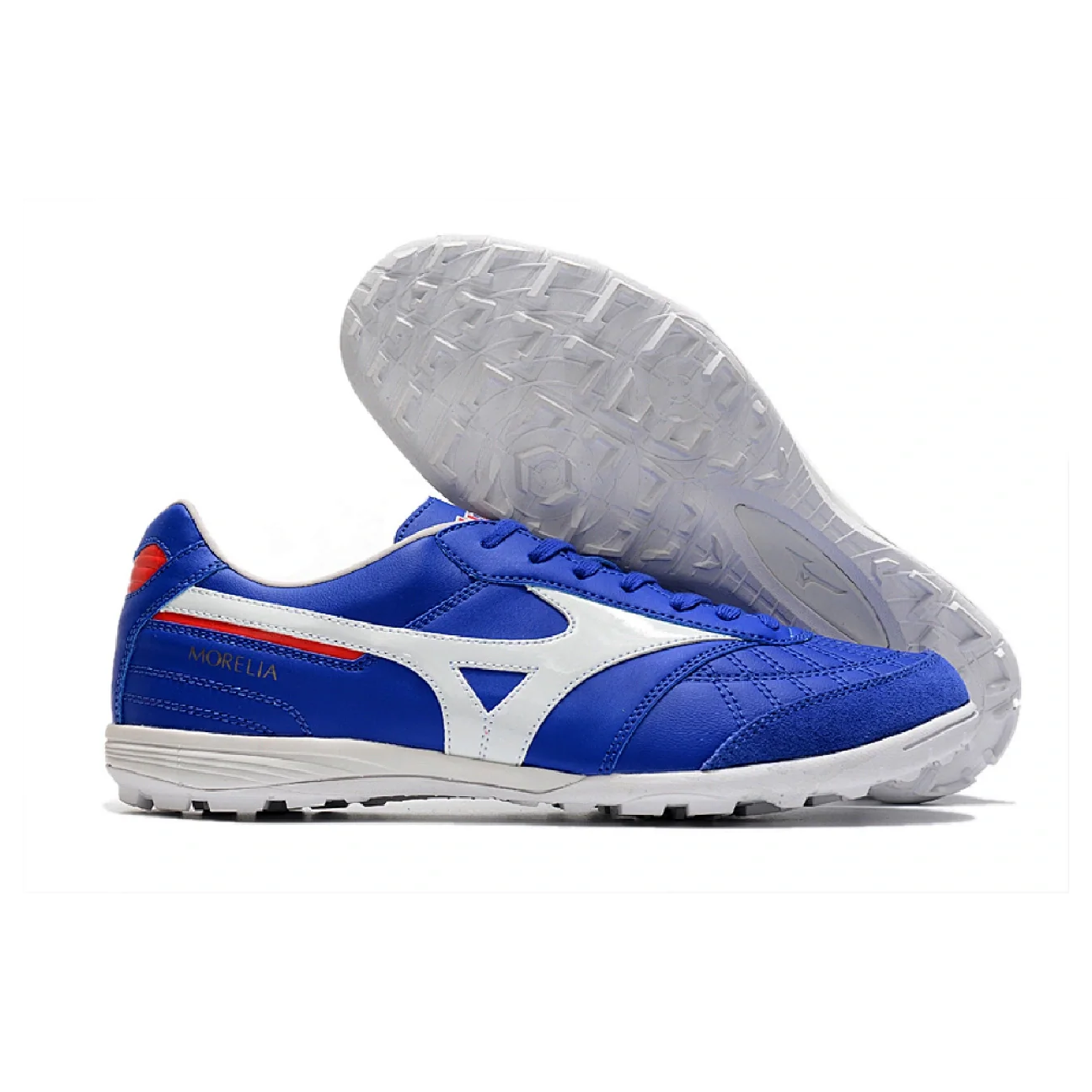 Botas de fútbol Mizuno Morelia Sala Turf TF azul y blanco