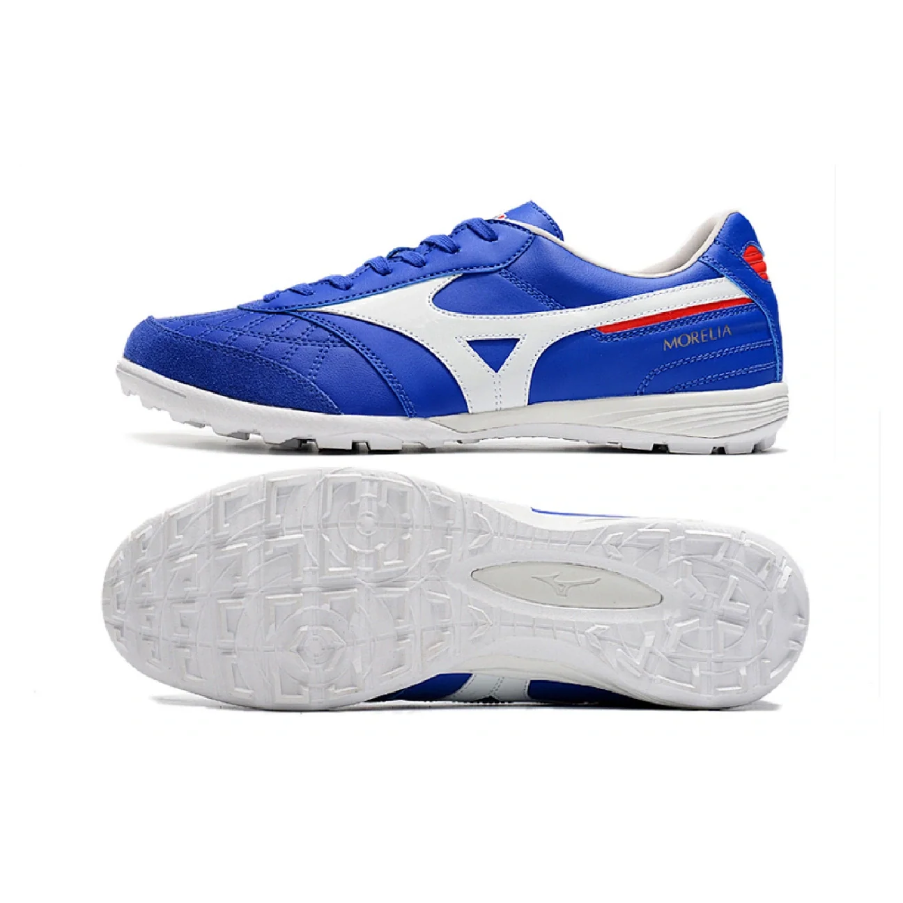 Botas de fútbol Mizuno Morelia Sala Turf TF azul y blanco