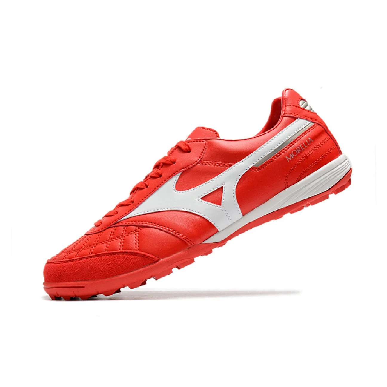 Botas de fútbol Mizuno Morelia Sala Turf TF rojas y blancas
