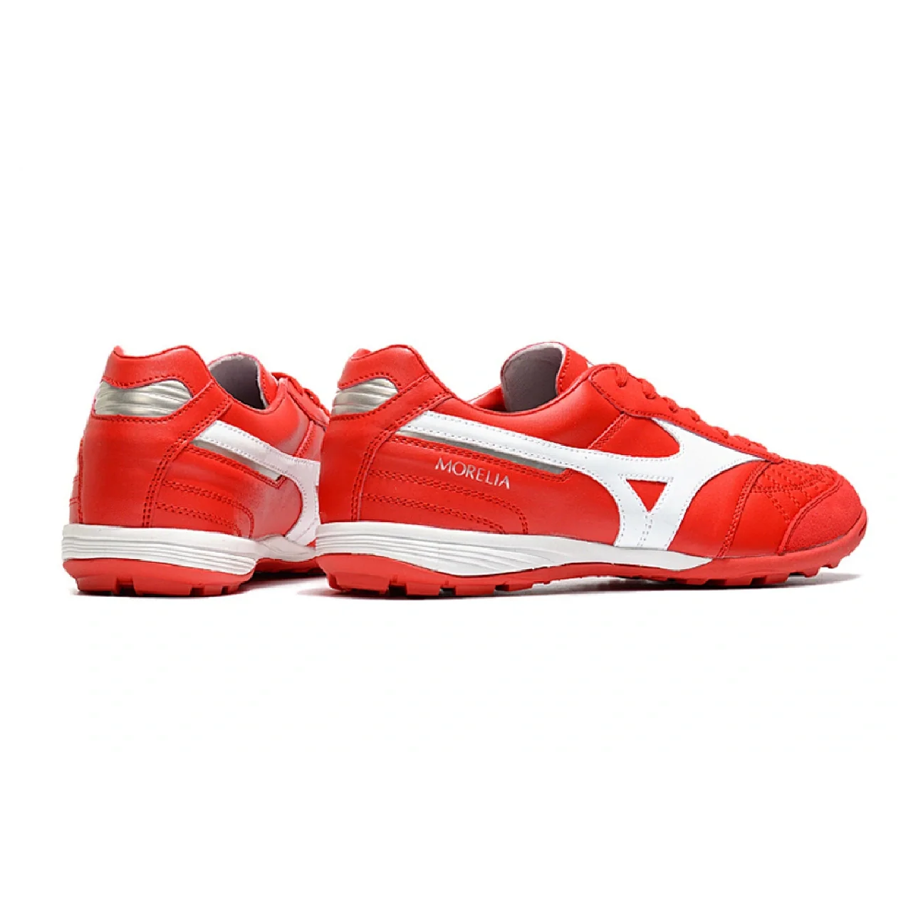 Botas de fútbol Mizuno Morelia Sala Turf TF rojas y blancas