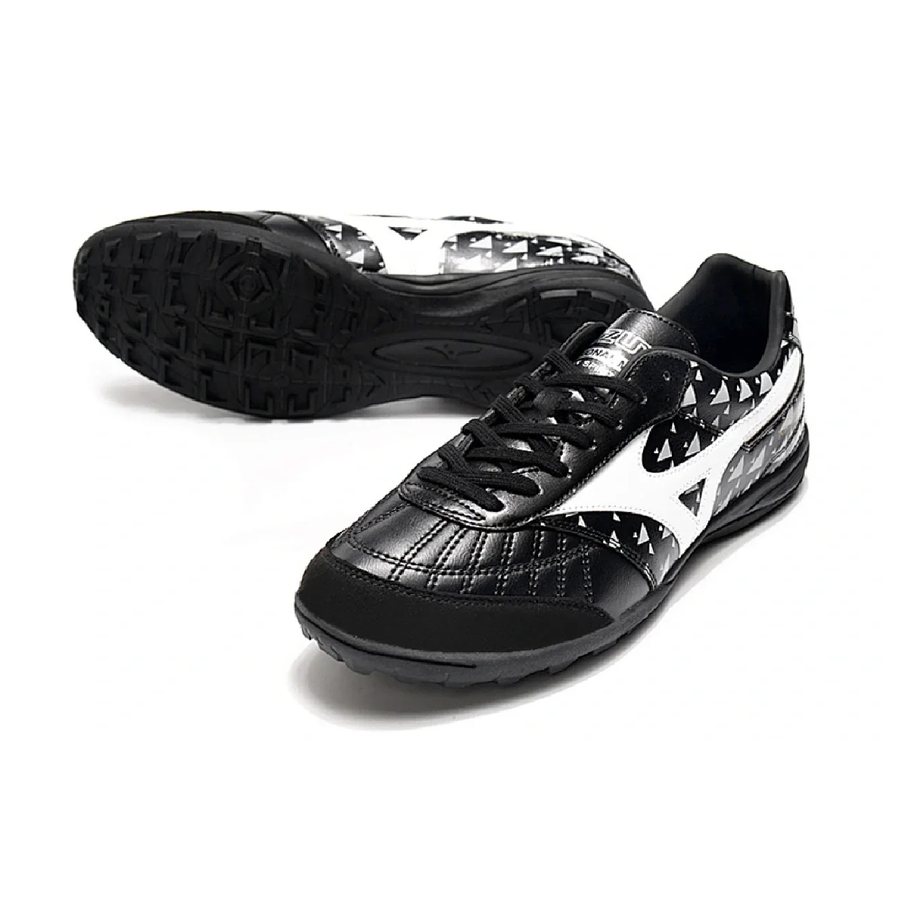 Botas de fútbol Mizuno Morelia Sala Turf TF en negro, blanco y gris