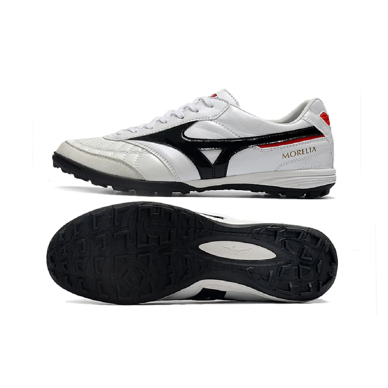 Botas de fútbol Mizuno Morelia Sala Turf TF blancas y negras
