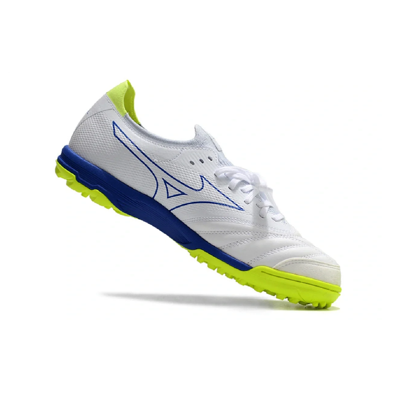 Botas de fútbol Mizuno Neo Sala Turf TF blanco, amarillo y azul