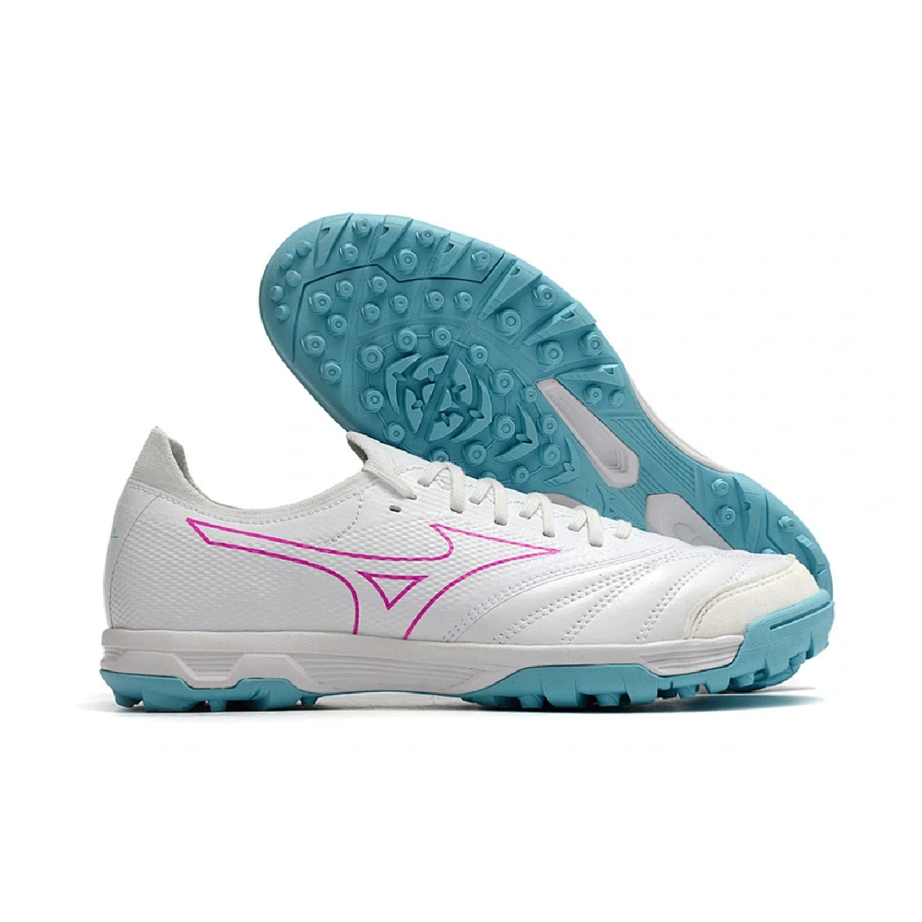 Botas de fútbol Mizuno Neo Sala Turf TF blancas y azules claros