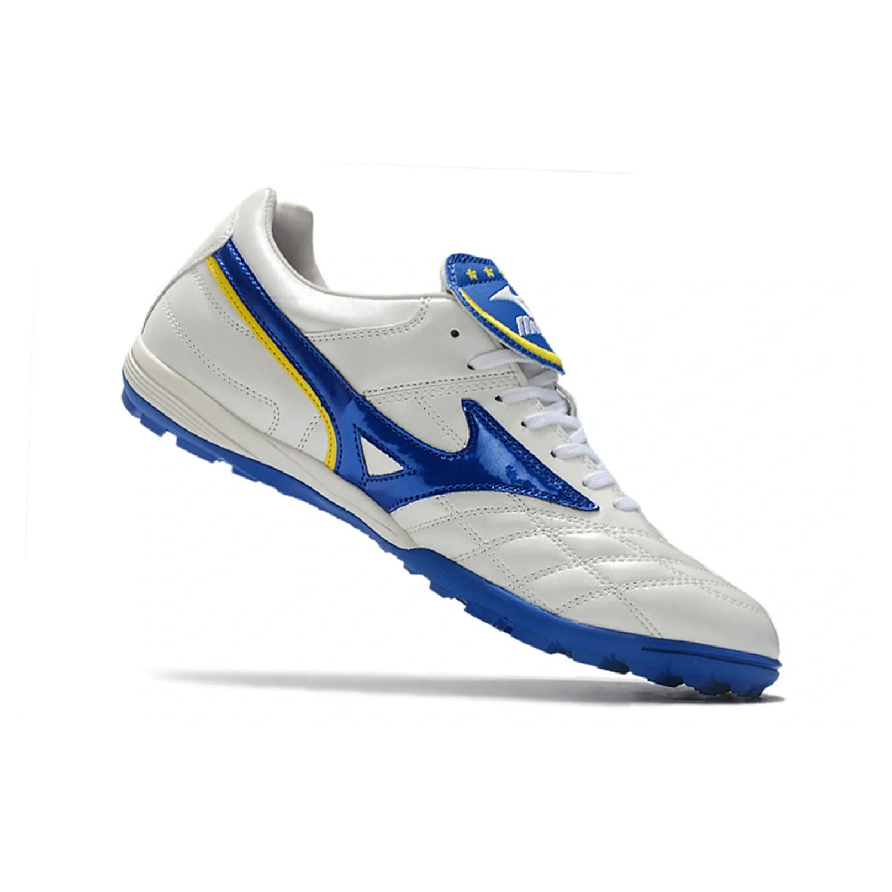 Botas de fútbol Mizuno Wave Cup Turf TF blancas y azules