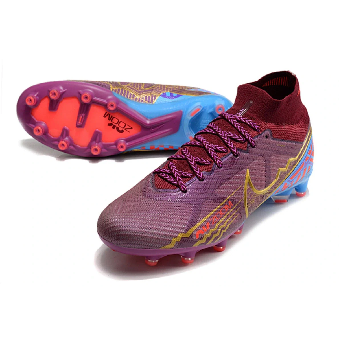 Botas de fútbol Nike Air Zoom Mercurial Superfly 9 Elite Mbappé para césped artificial AG, color morado