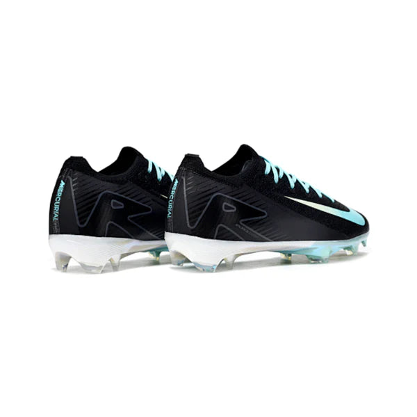 Botas de fútbol Nike Air Zoom Mercurial Vapor 16 Elite para niños, color negro, blanco y azul claro, para terreno firme FG