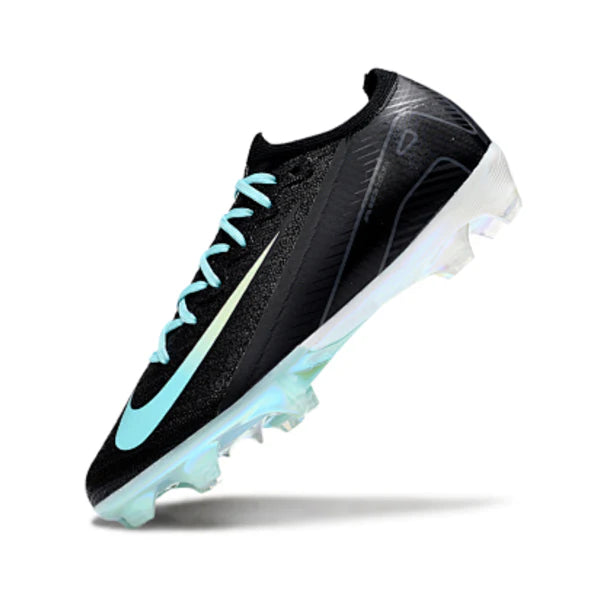 Botas de fútbol Nike Air Zoom Mercurial Vapor 16 Elite para niños, color negro, blanco y azul claro, para terreno firme FG