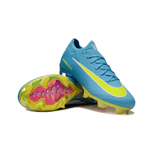Botas de fútbol Nike Air Zoom Mercurial Vapor 16 Elite para niños, color azul claro y verde, para terreno firme FG
