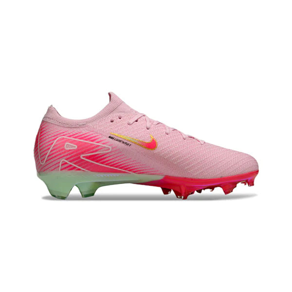 Botas de fútbol Nike Air Zoom Mercurial Vapor 16 Elite para niños, color rosa claro y verde claro, para terreno firme FG