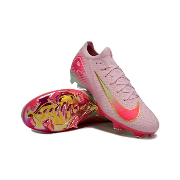 Botas de fútbol Nike Air Zoom Mercurial Vapor 16 Elite para niños, color rosa claro y verde claro, para terreno firme FG