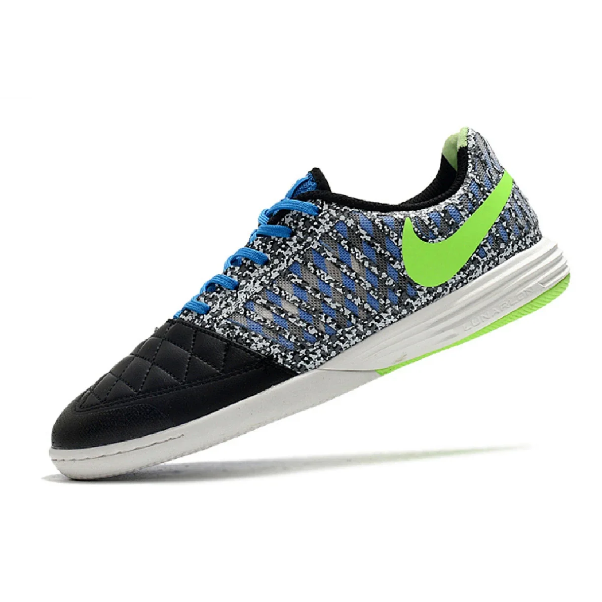 Nike Lunar Gato II Black White and Blue Indoor IC Football Boot