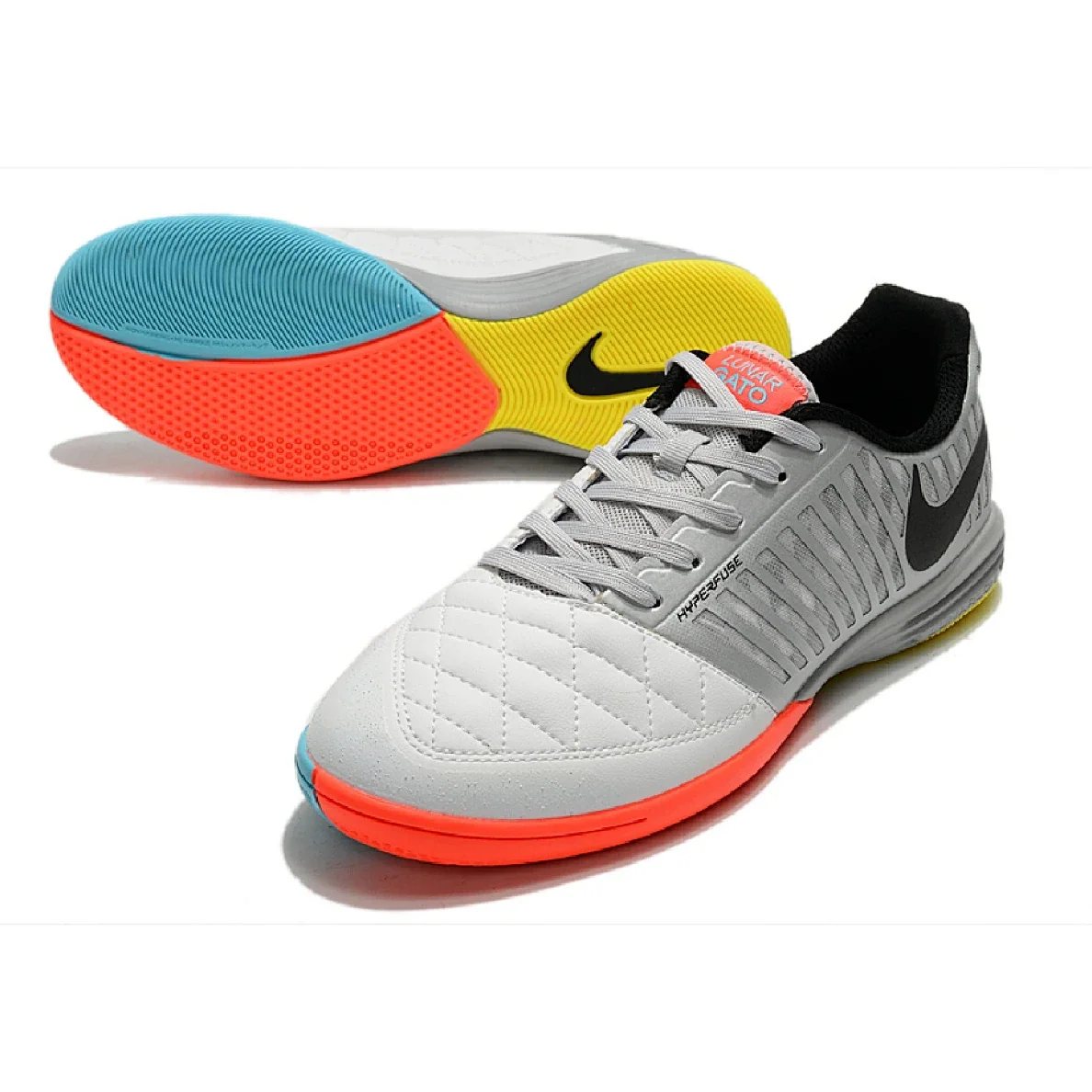 Nike Lunar Gato II White and Gray Indoor IC Football Boot