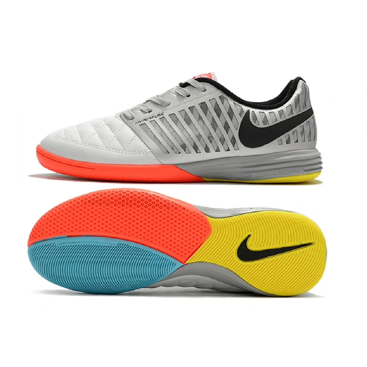 Nike Lunar Gato II White and Gray Indoor IC Football Boot