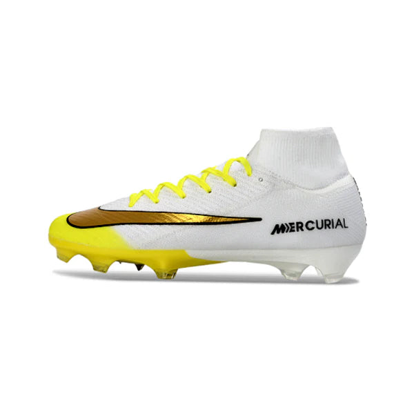 Botas de fútbol Nike Air Zoom Mercurial Superfly 10 Elite FG para terreno firme, color blanco y amarillo
