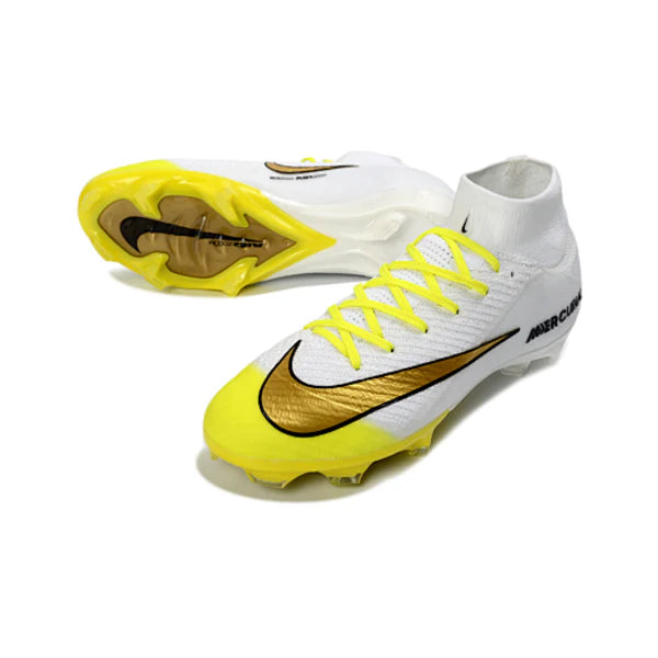 Botas de fútbol Nike Air Zoom Mercurial Superfly 10 Elite FG para terreno firme, color blanco y amarillo