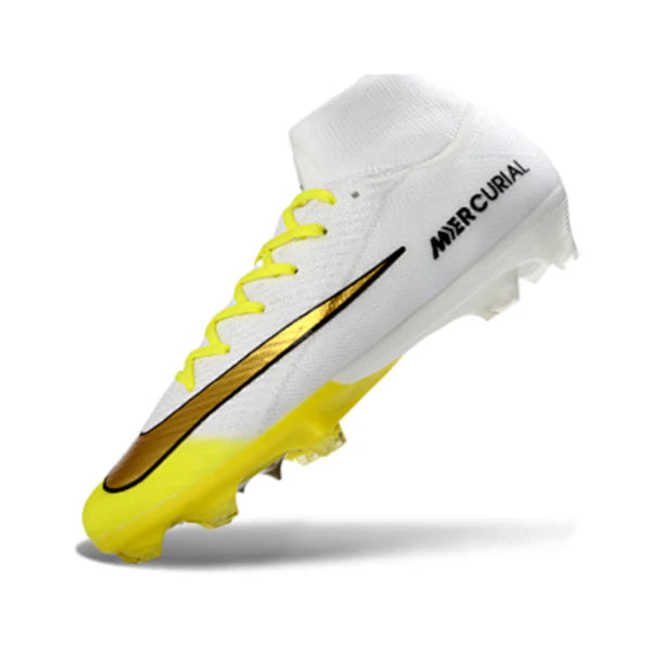 Botas de fútbol Nike Air Zoom Mercurial Superfly 10 Elite FG para terreno firme, color blanco y amarillo