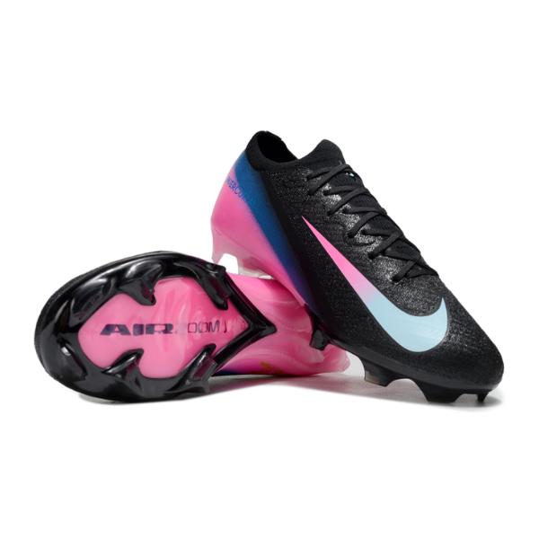 Botas de fútbol Nike Mercurial Vapor 16 Elite para niños, color negro, rosa y azul, para terreno firme FG
