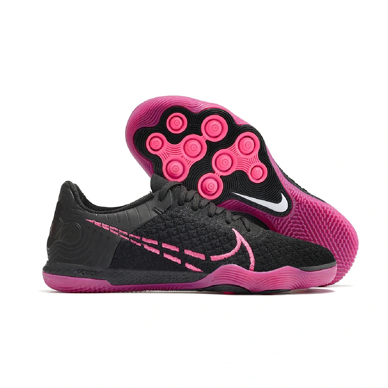 Nike Reactgato Laceless Black and Pink Indoor IC Football Boot