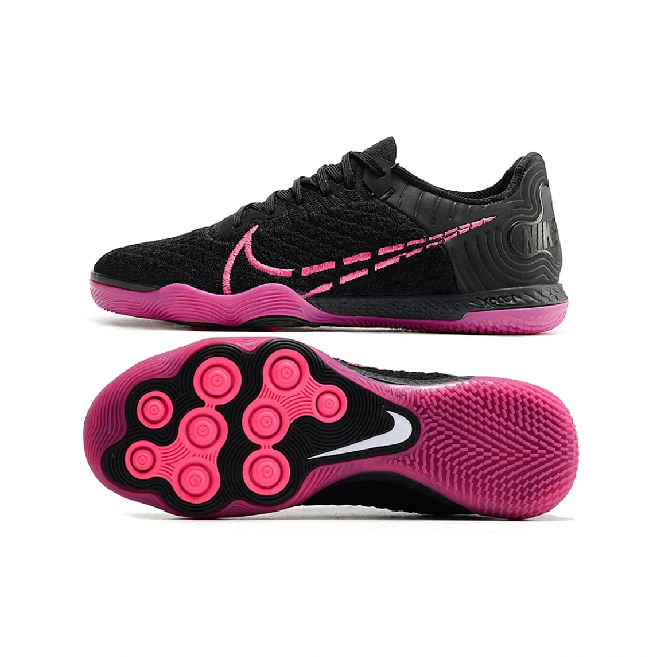 Nike Reactgato Laceless Black and Pink Indoor IC Football Boot