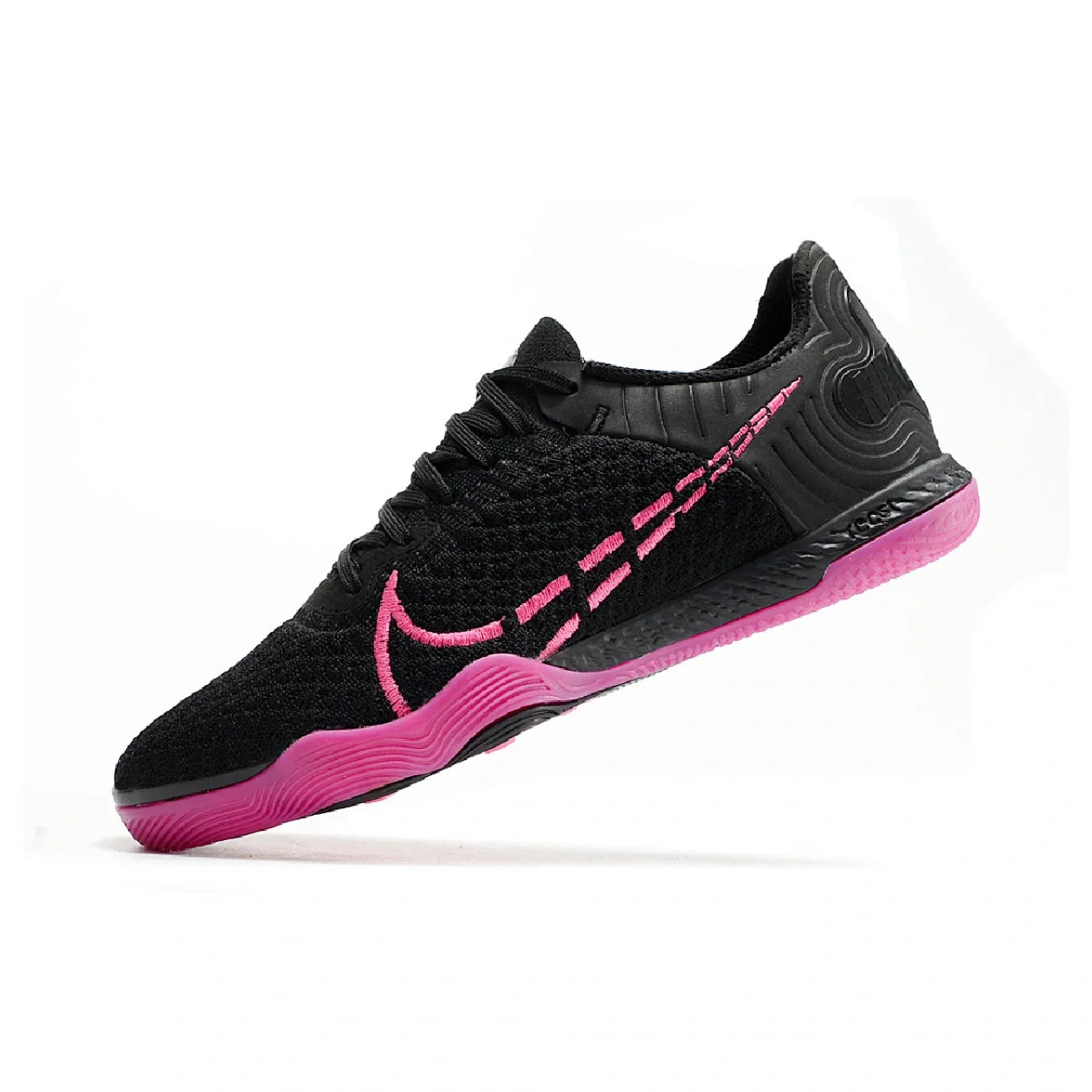 Nike Reactgato Laceless Black and Pink Indoor IC Football Boot