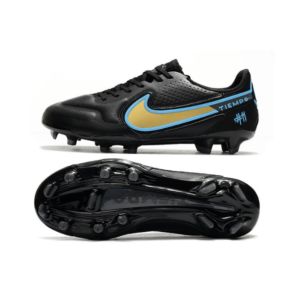 Botas de fútbol Nike Tiempo Legend 9 Elite FG para terreno firme, color negro y amarillo