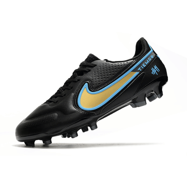 Botas de fútbol Nike Tiempo Legend 9 Elite FG para terreno firme, color negro y amarillo
