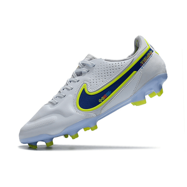 Nike Tiempo Legend 9 Elite White and Blue Firm Ground FG Football Boot