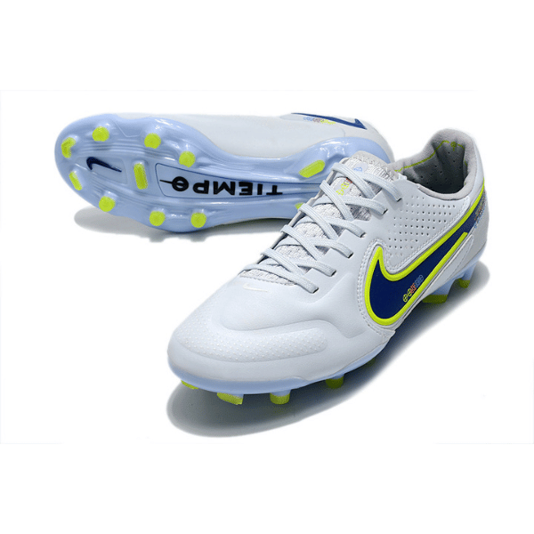 Nike Tiempo Legend 9 Elite White and Blue Firm Ground FG Football Boot