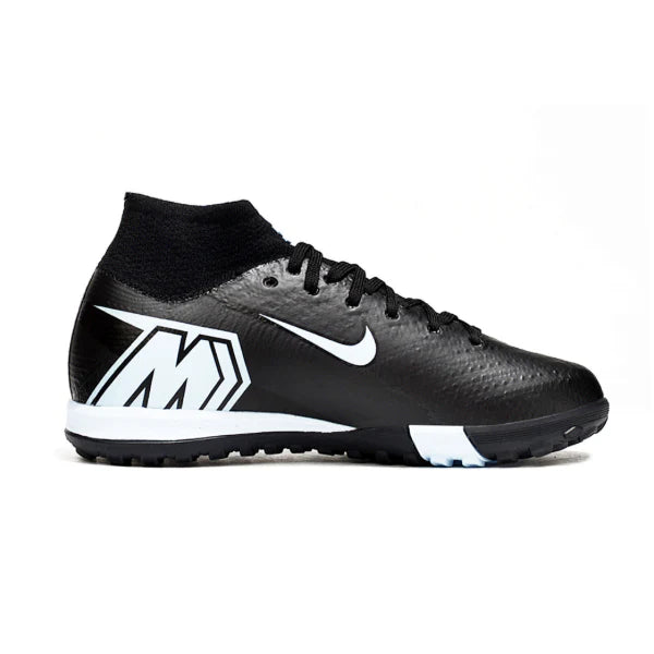 Nike Zoom Mercurial Superfly 10 Elite Black and Light Blue Turf TF Kids Football Boot