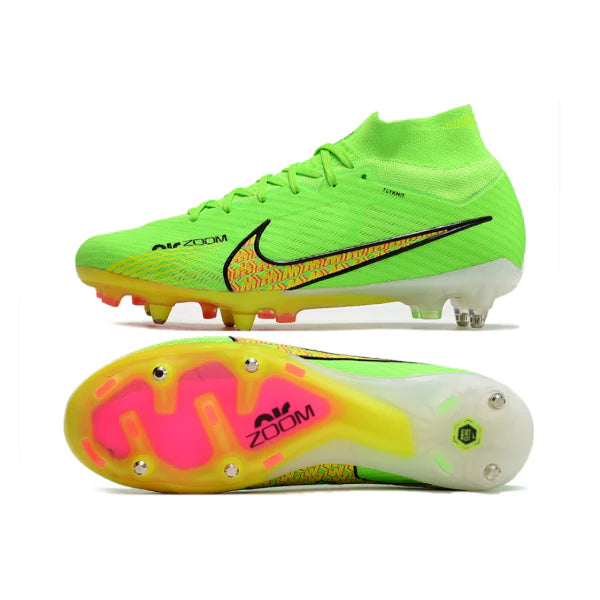 Nike Zoom Mercurial Superfly 9 Elite Green and Yellow Aluminium Studs SG Football Boot