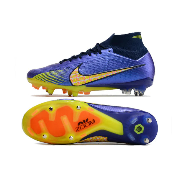 Nike Zoom Mercurial Superfly 9 Elite Purple and Yellow Aluminium Studs SG Football Boot