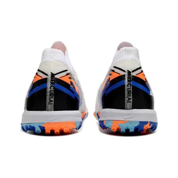 Botas de fútbol Nike Zoom Mercurial Vapor 16 Elite Turf TF para niños, color blanco y azul