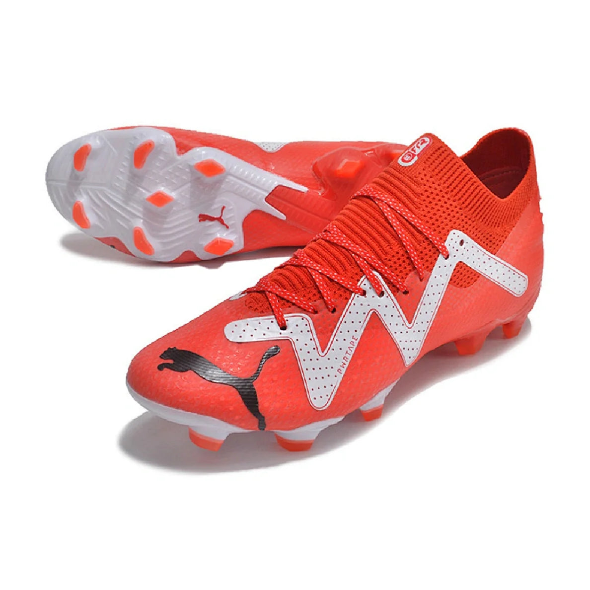 Botas de fútbol Puma Future Ultimate FG para terreno firme, color rojo y blanco