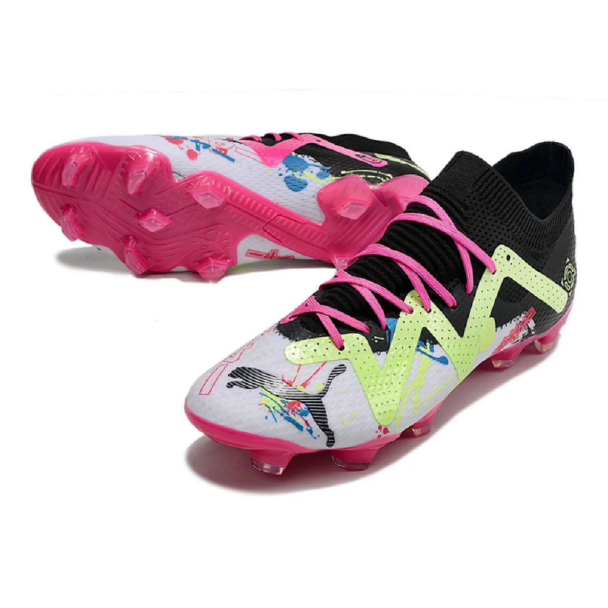 Botas de fútbol Puma Future Ultimate Tokyo Pack FG para terreno firme, color negro y amarillo