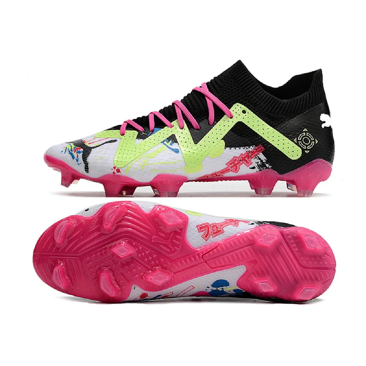 Botas de fútbol Puma Future Ultimate Tokyo Pack FG para terreno firme, color negro y amarillo