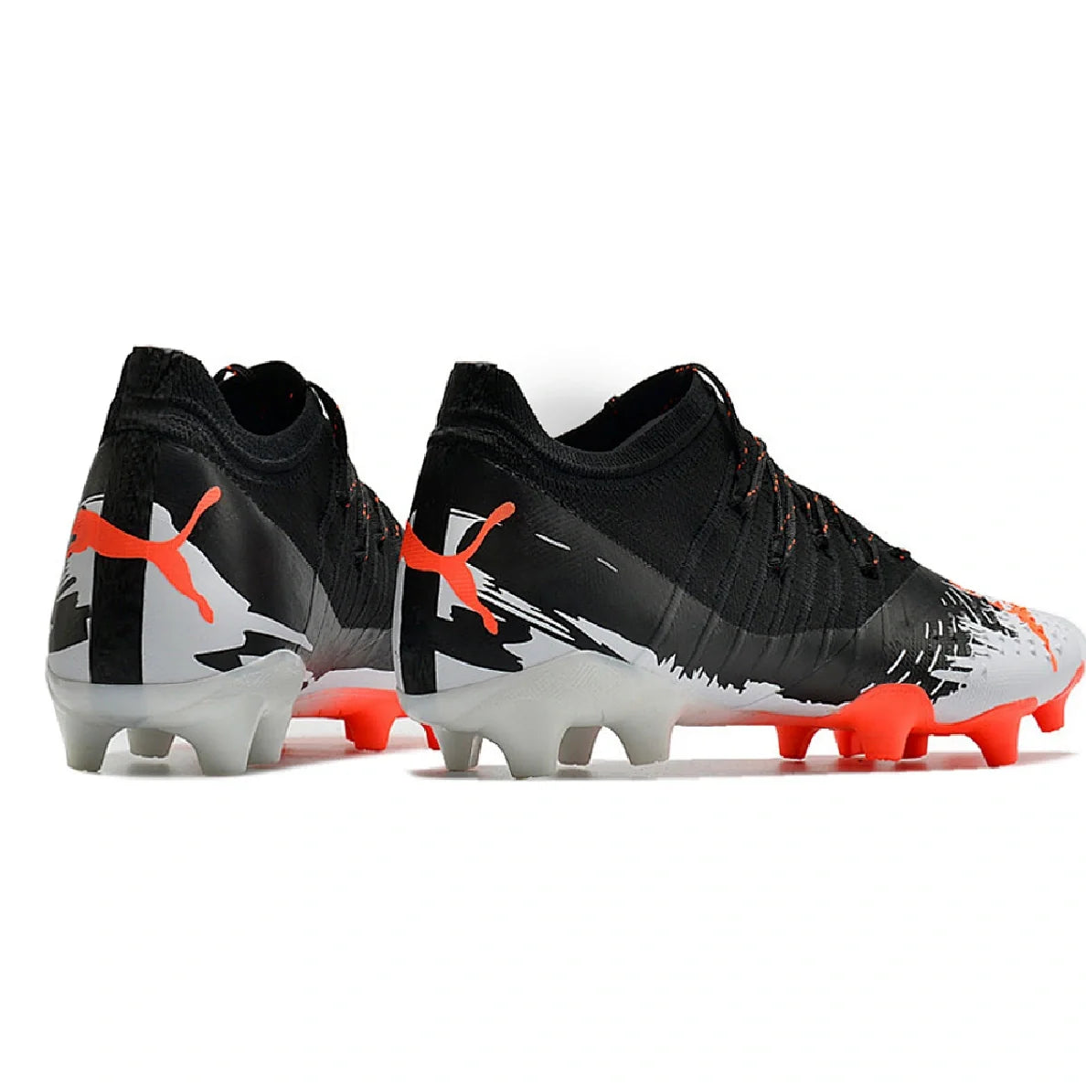 Botas de fútbol Puma Future Z 1.3 FG para terreno firme, color negro, blanco y naranja