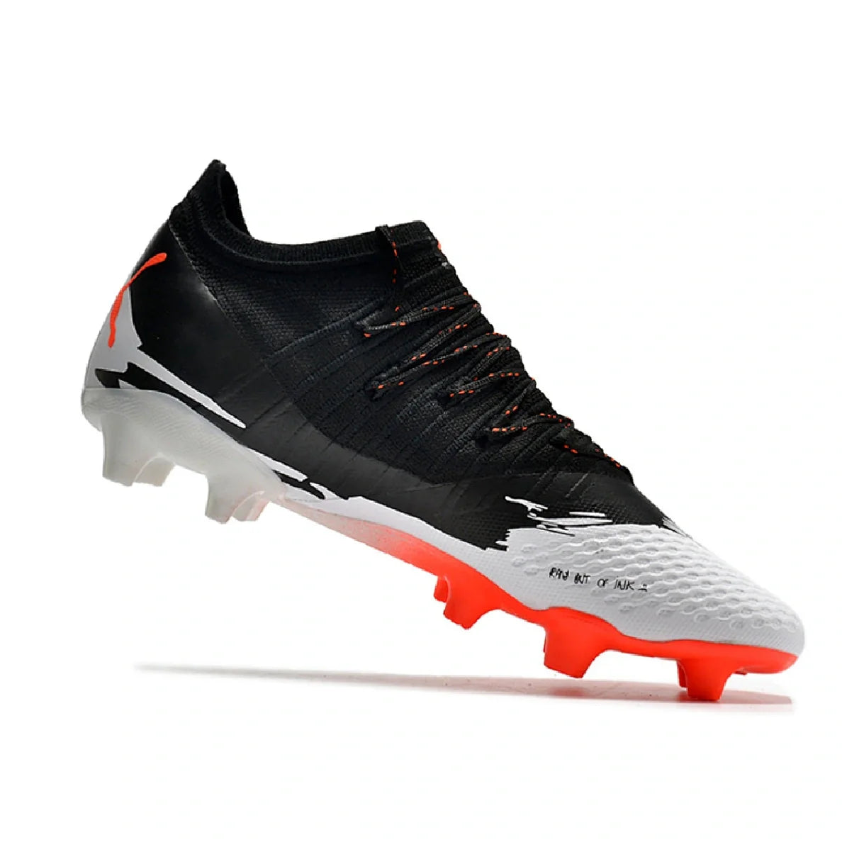 Botas de fútbol Puma Future Z 1.3 FG para terreno firme, color negro, blanco y naranja