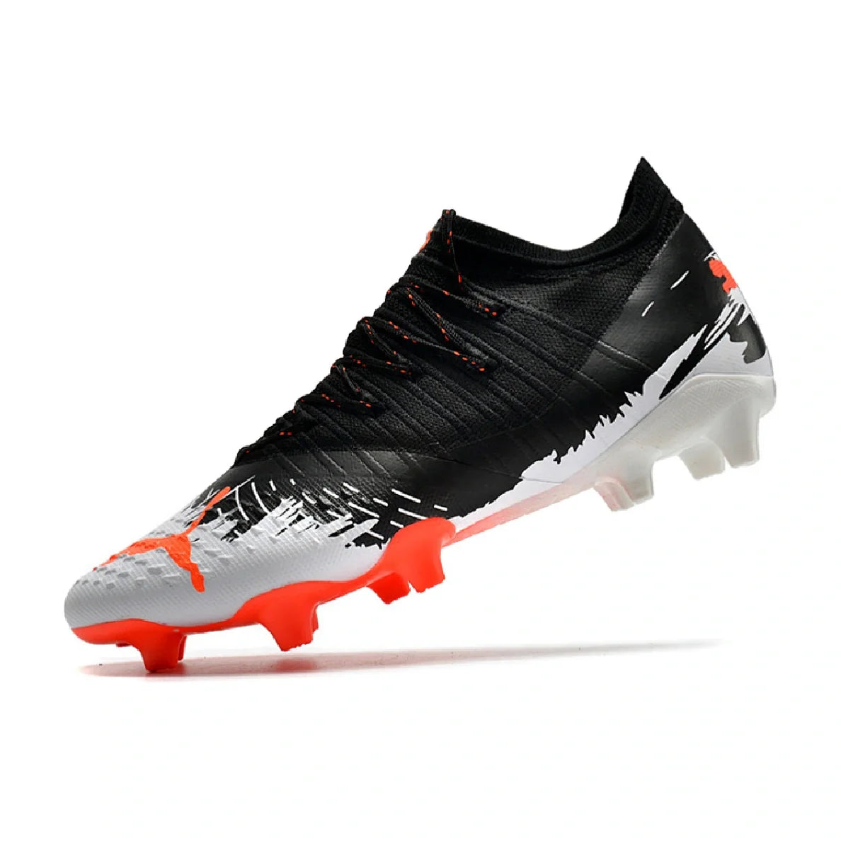 Botas de fútbol Puma Future Z 1.3 FG para terreno firme, color negro, blanco y naranja