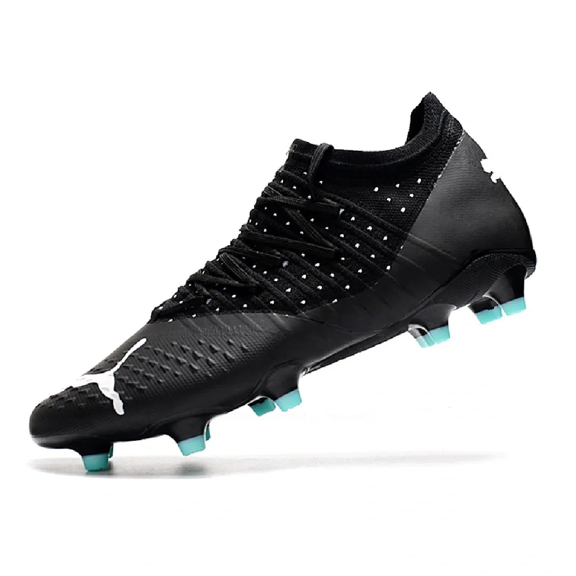Botas de fútbol Puma Future Z 1.3 FG para terreno firme, color negro y azul claro