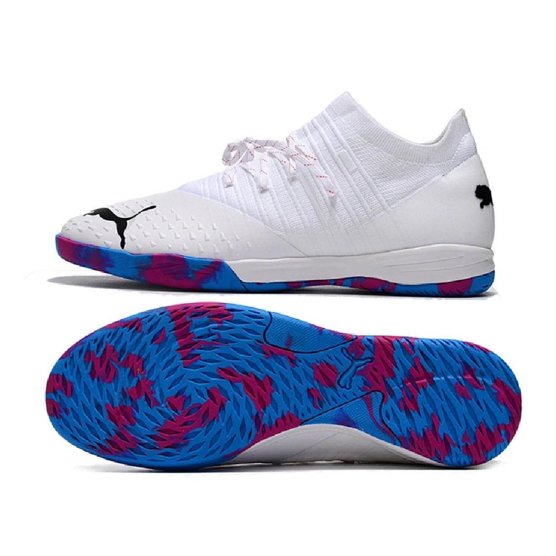 Puma Future Z 1.3 White Blue and Pink Indoor IC Football Boot