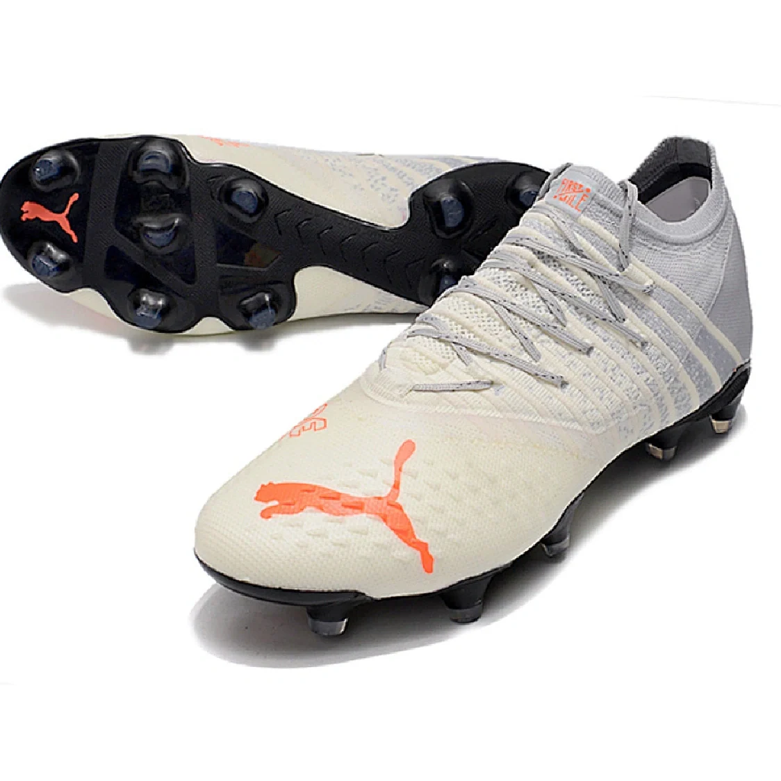 Puma Future Z 1.3 White and Gray Firm Ground FG Football Boot