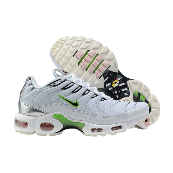 Nike Air Max Plus TN Zapatillas casuales blancas, plateadas y verdes