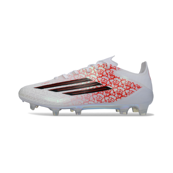 Botas de fútbol para niños Adidas F50 Elite Lamine Yamal Pack Firm Ground FG, color blanco
