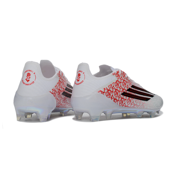Botas de fútbol para niños Adidas F50 Elite Lamine Yamal Pack Firm Ground FG, color blanco