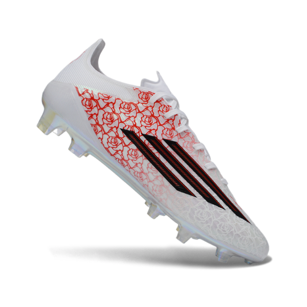 Botas de fútbol para niños Adidas F50 Elite Lamine Yamal Pack Firm Ground FG, color blanco