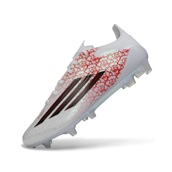 Botas de fútbol para niños Adidas F50 Elite Lamine Yamal Pack Firm Ground FG, color blanco